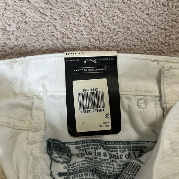NWT Levi’s Premium White 501 Original High Rise Jean Shorts - Size 24 - Picture 15 of 15